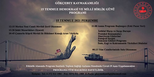 15 Temmuz 2021 Programı